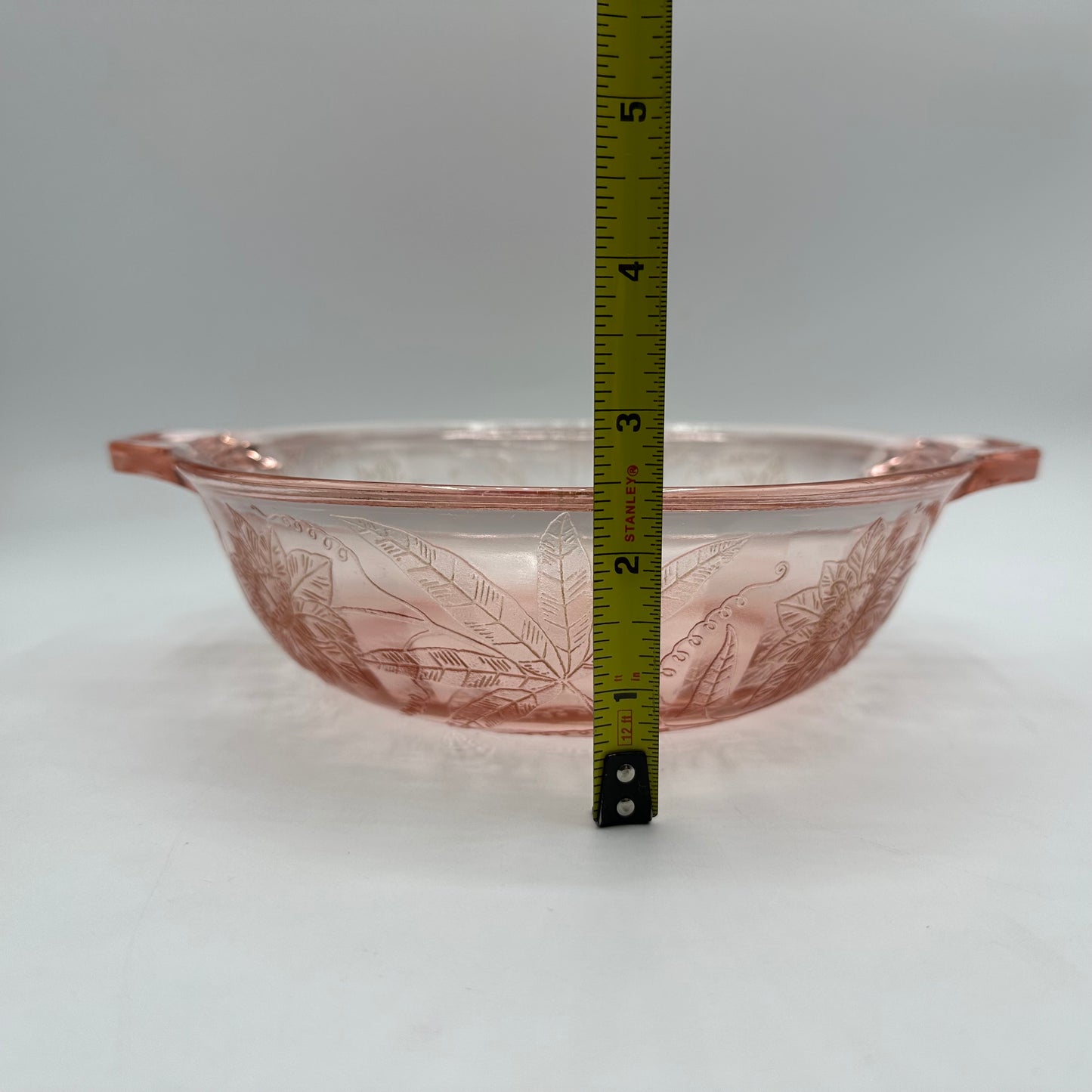 Jeannette Floral Poinsettia Pink Handled Vegetable Bowl, No Lid