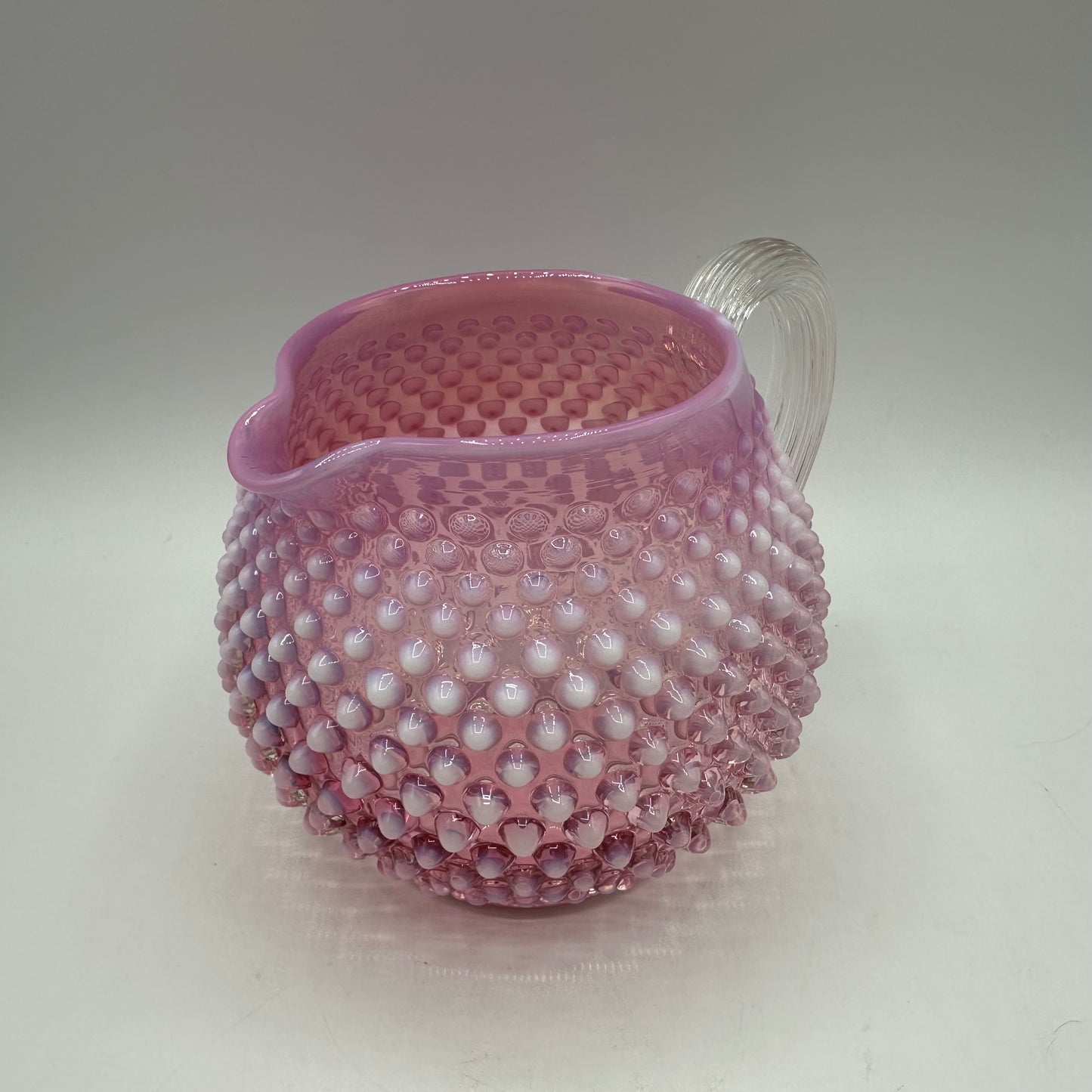 Fenton Cranberry Opalescent Hobnail Squat Pitcher