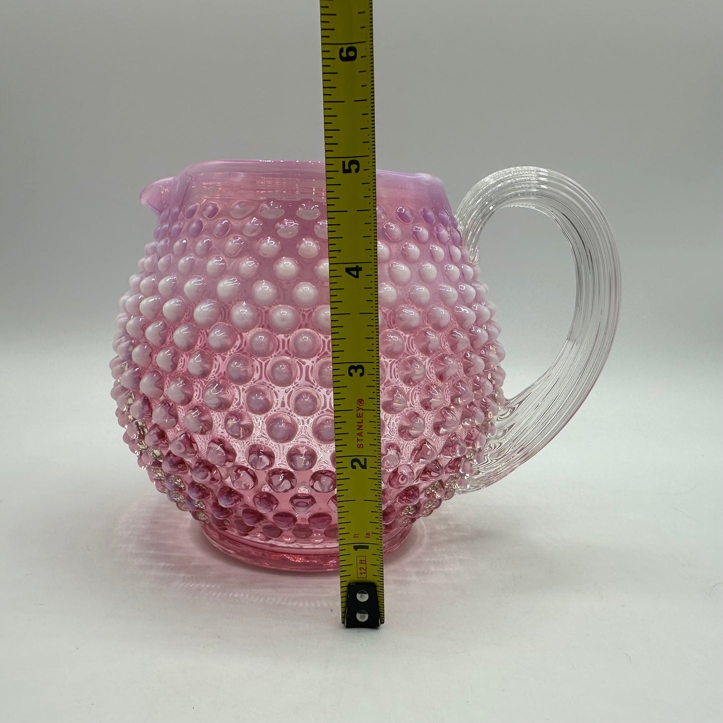 Fenton Cranberry Opalescent Hobnail Squat Pitcher
