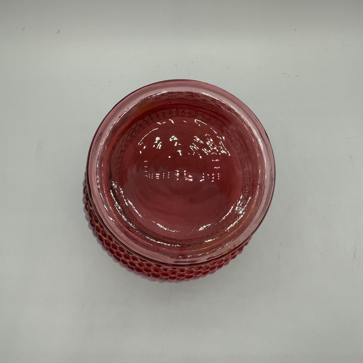 Fenton Cranberry Opalescent Hobnail Ruffled Vase 6" Tall