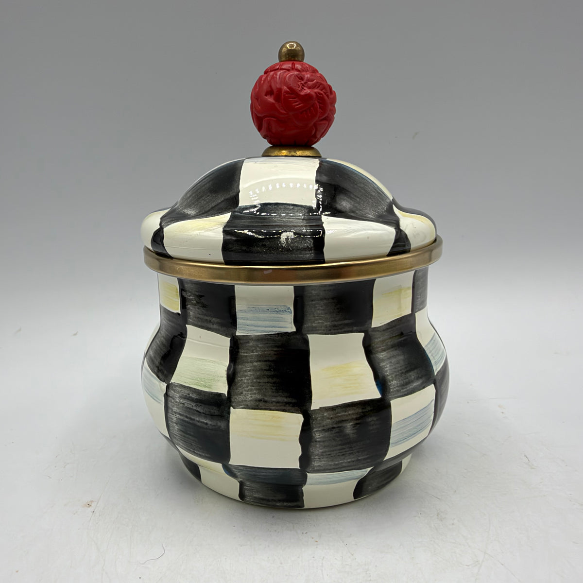 MacKenzie-Childs Courtly Check Enamel Lidded Sugar Bowl and Creamer