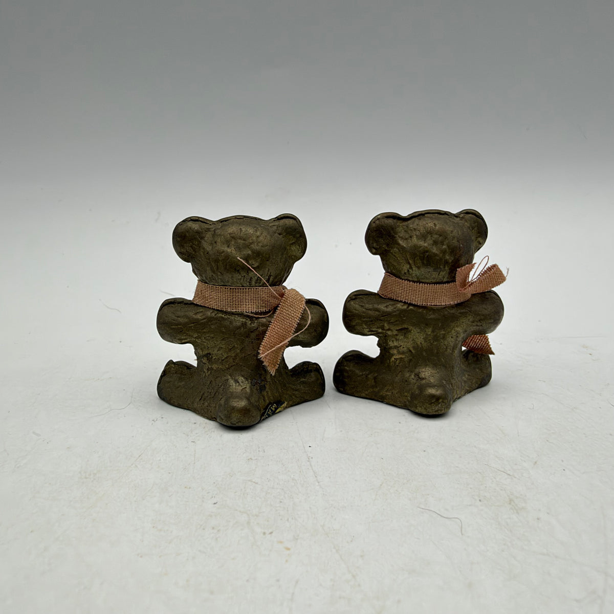 Mini Rose Solid Brass Bear Paperweight, Set of 2