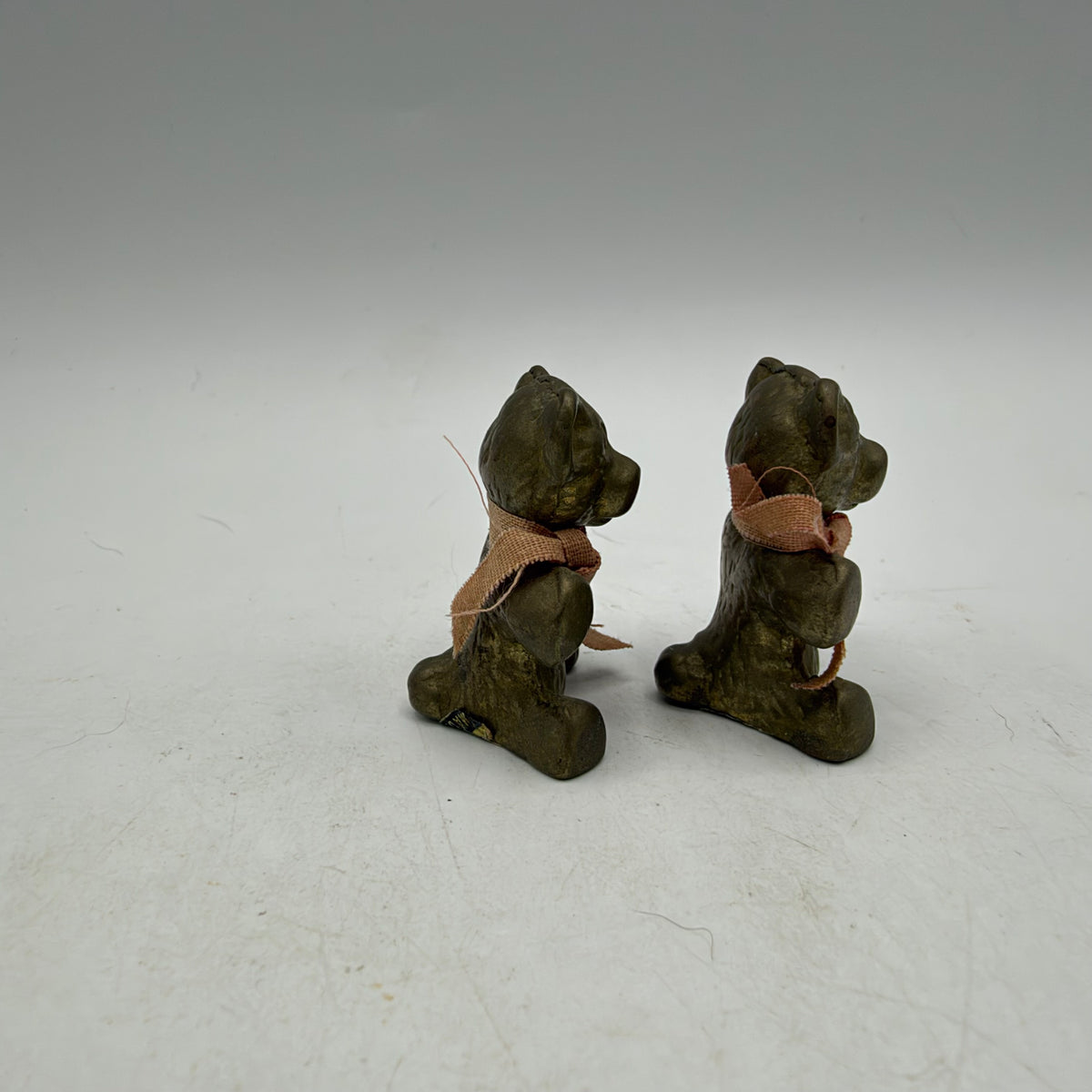 Mini Rose Solid Brass Bear Paperweight, Set of 2