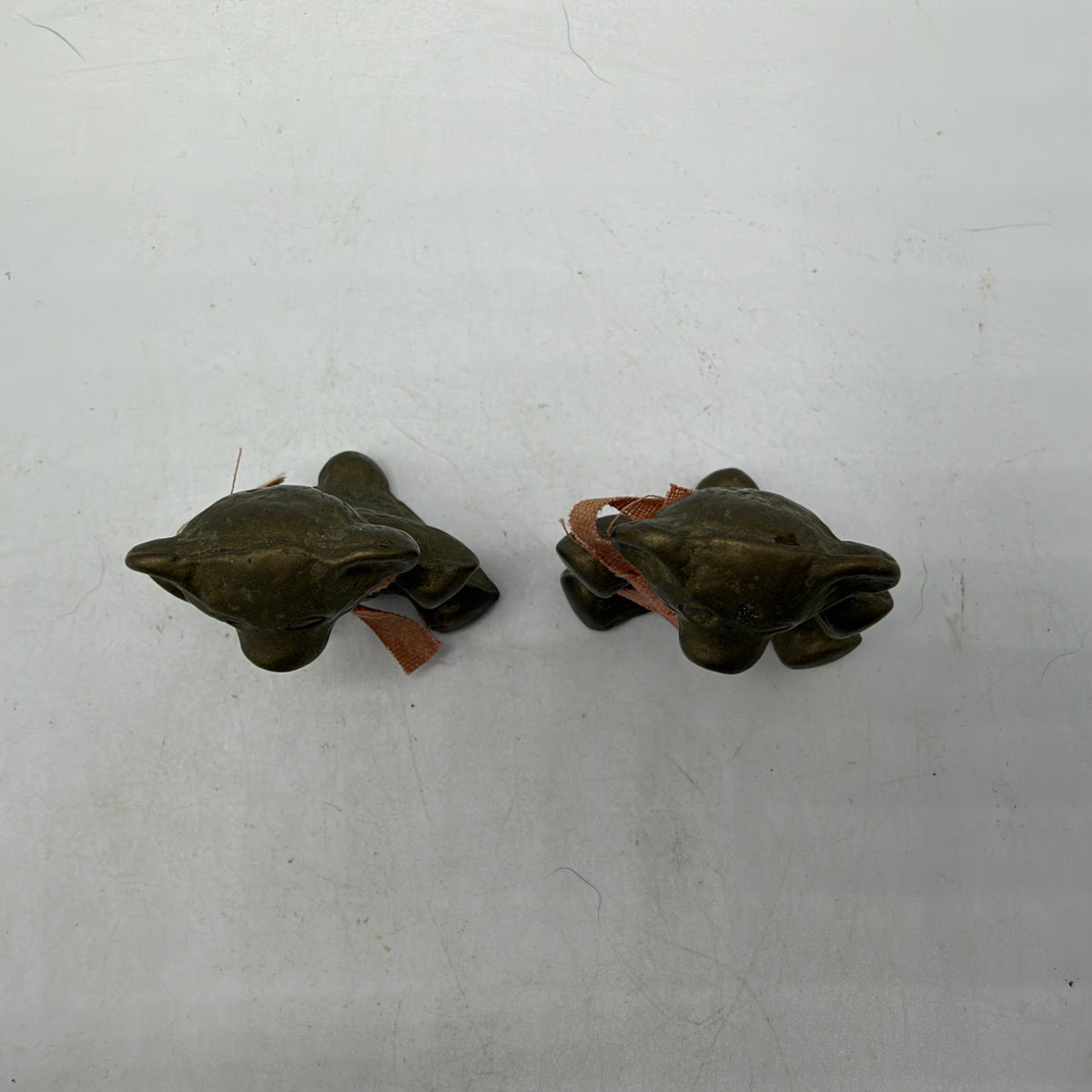 Mini Rose Solid Brass Bear Paperweight, Set of 2