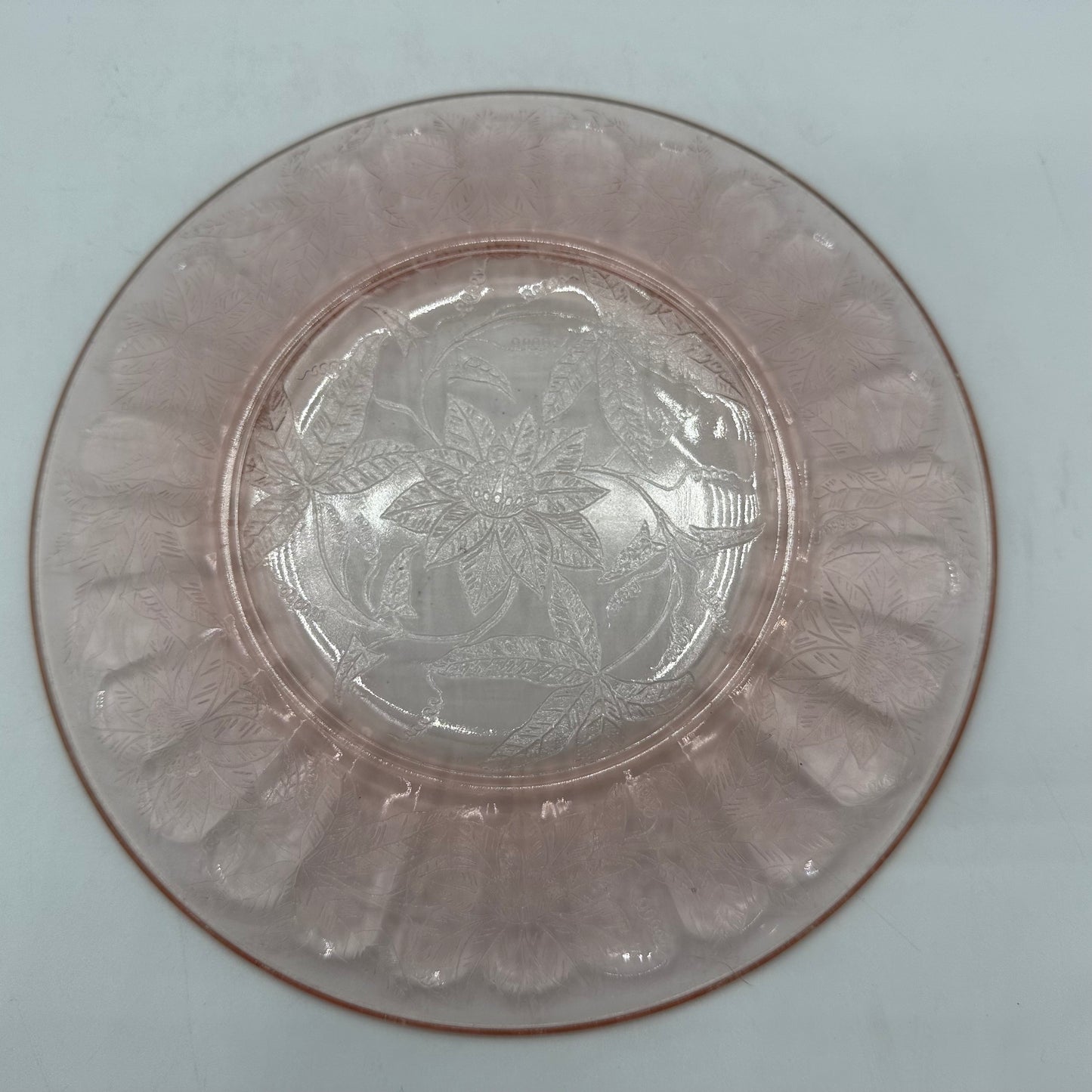 Jeannette Floral Poinsettia Pink 8" Salad Plate, Set of 2