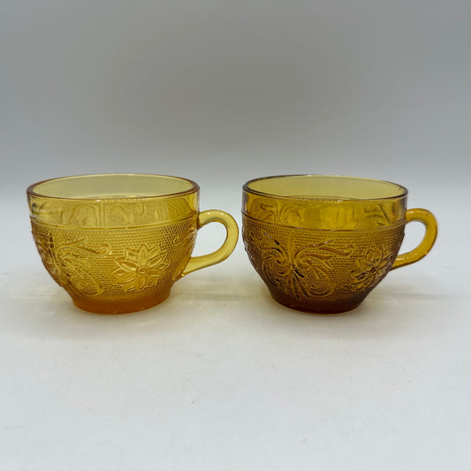 Tiara Sandwich Cup Amber, Lot of 2