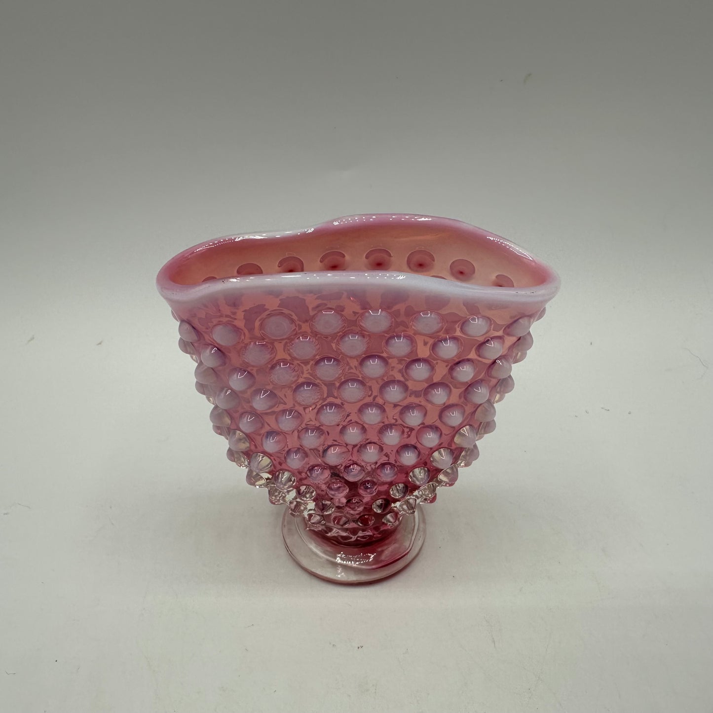 Fenton Cranberry Opalescent Hobnail Fan Vase