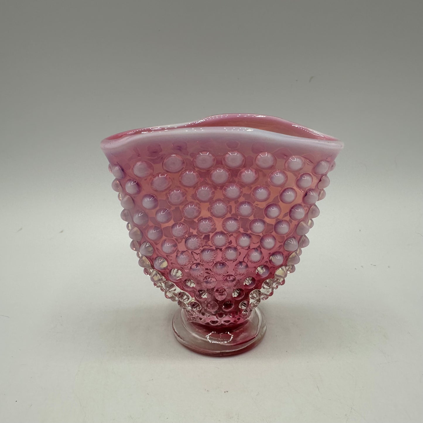 Fenton Cranberry Opalescent Hobnail Fan Vase