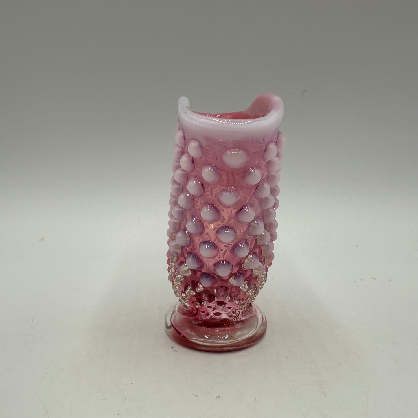 Fenton Cranberry Opalescent Hobnail Fan Vase