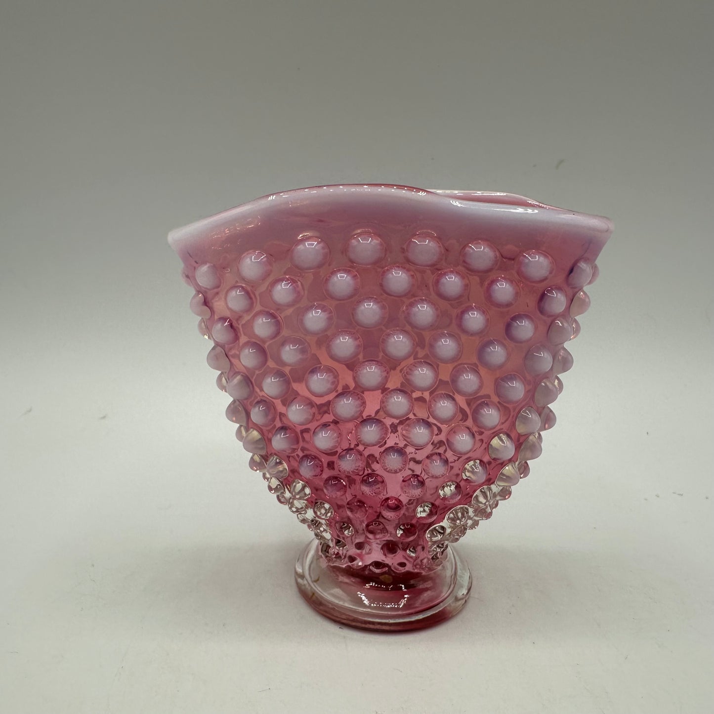 Fenton Cranberry Opalescent Hobnail Fan Vase