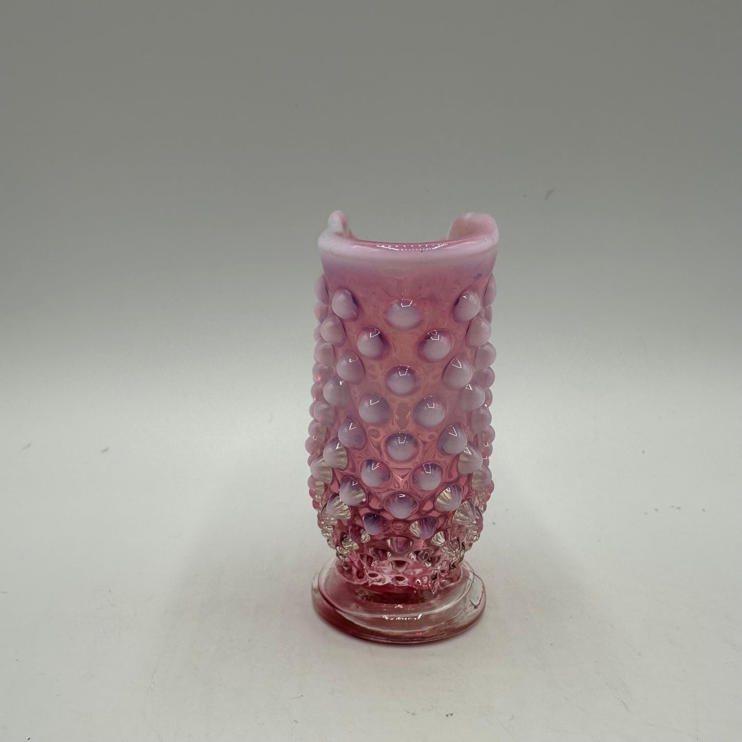 Fenton Cranberry Opalescent Hobnail Fan Vase