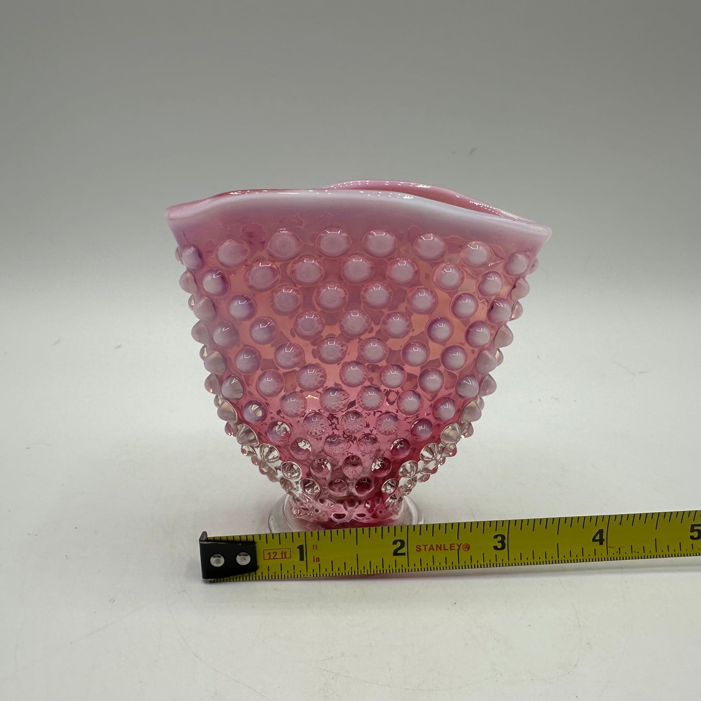 Fenton Cranberry Opalescent Hobnail Fan Vase