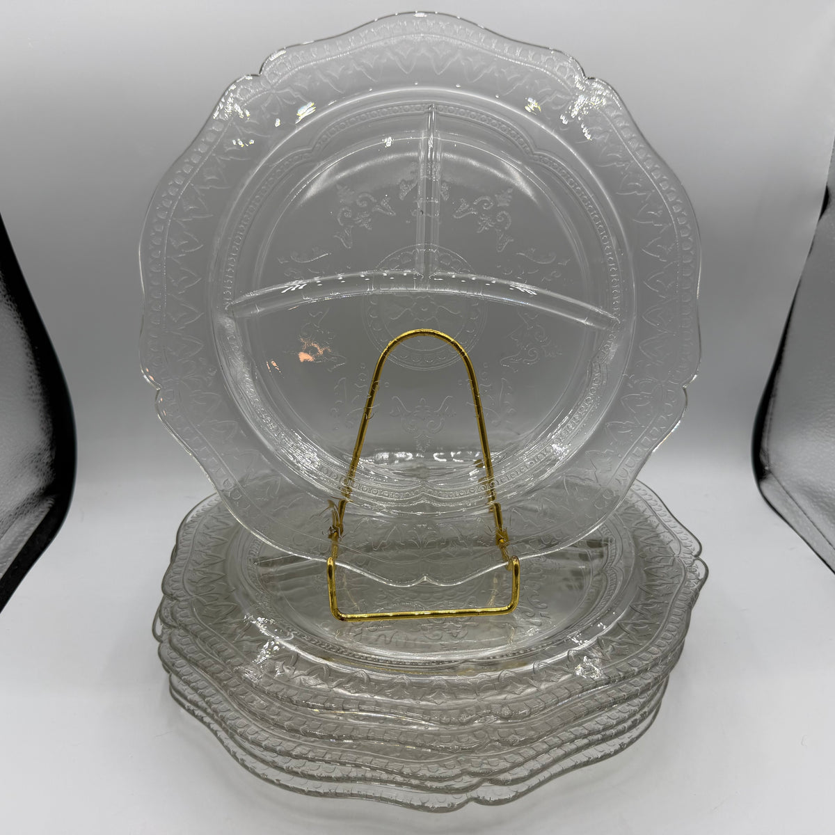 Federal Glass Grill Plates, Patrician Pattern, 1930-1939, Set of 6