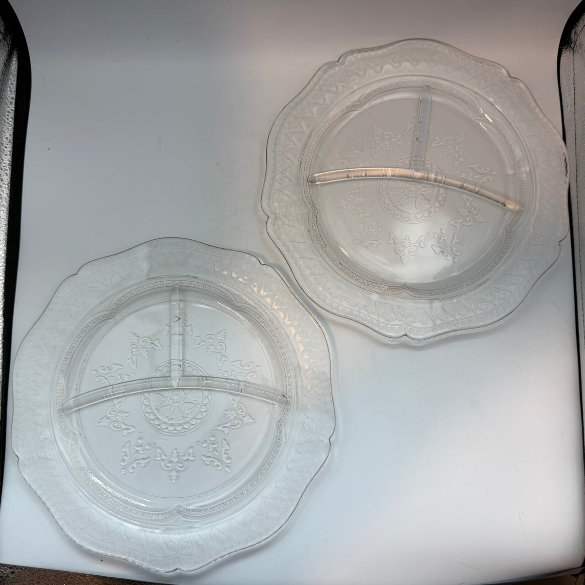 Federal Glass Grill Plates, Patrician Pattern, 1930-1939, Set of 6
