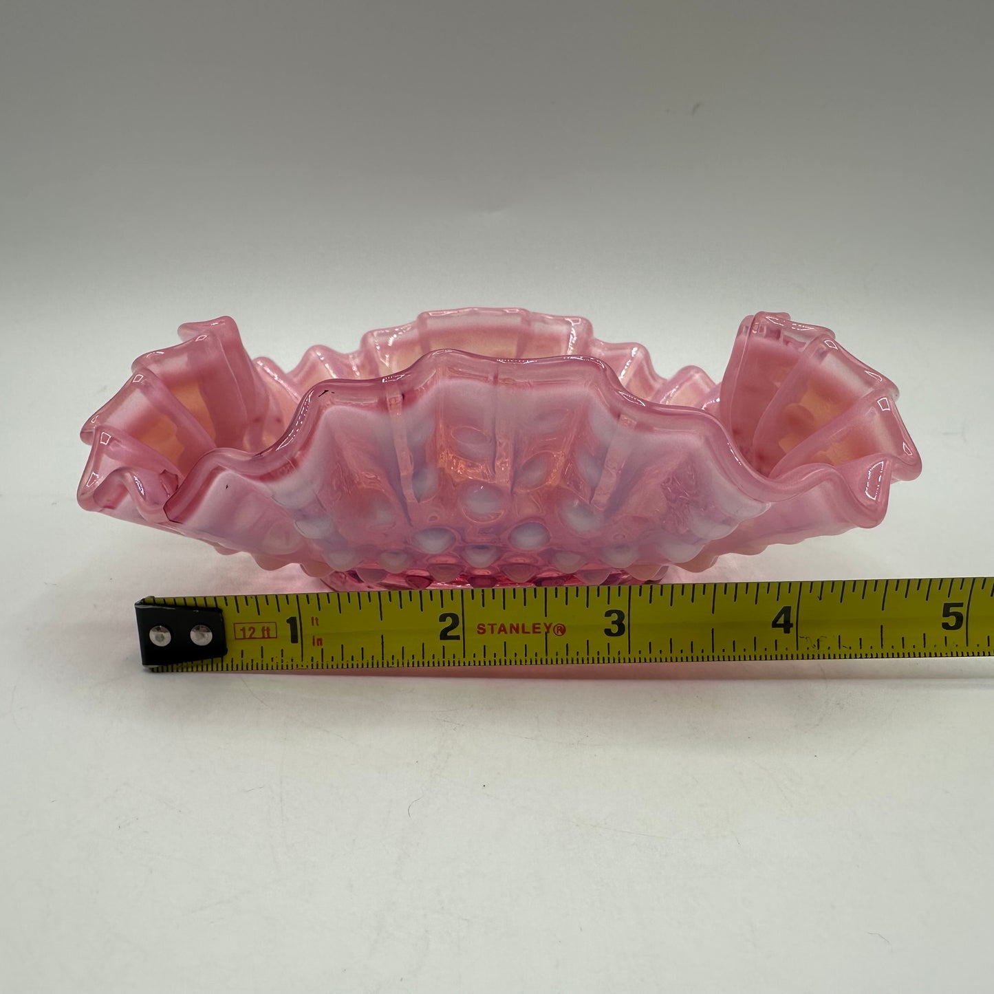 Fenton Cranberry Opalescent Hobnail Square Bowl
