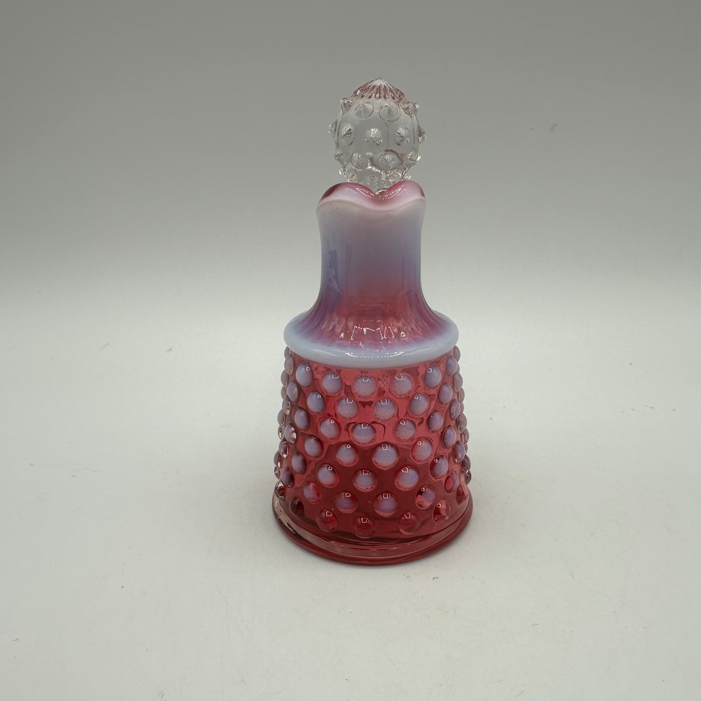Fenton Cranberry Opalescent Hobnail Cruet, 5"