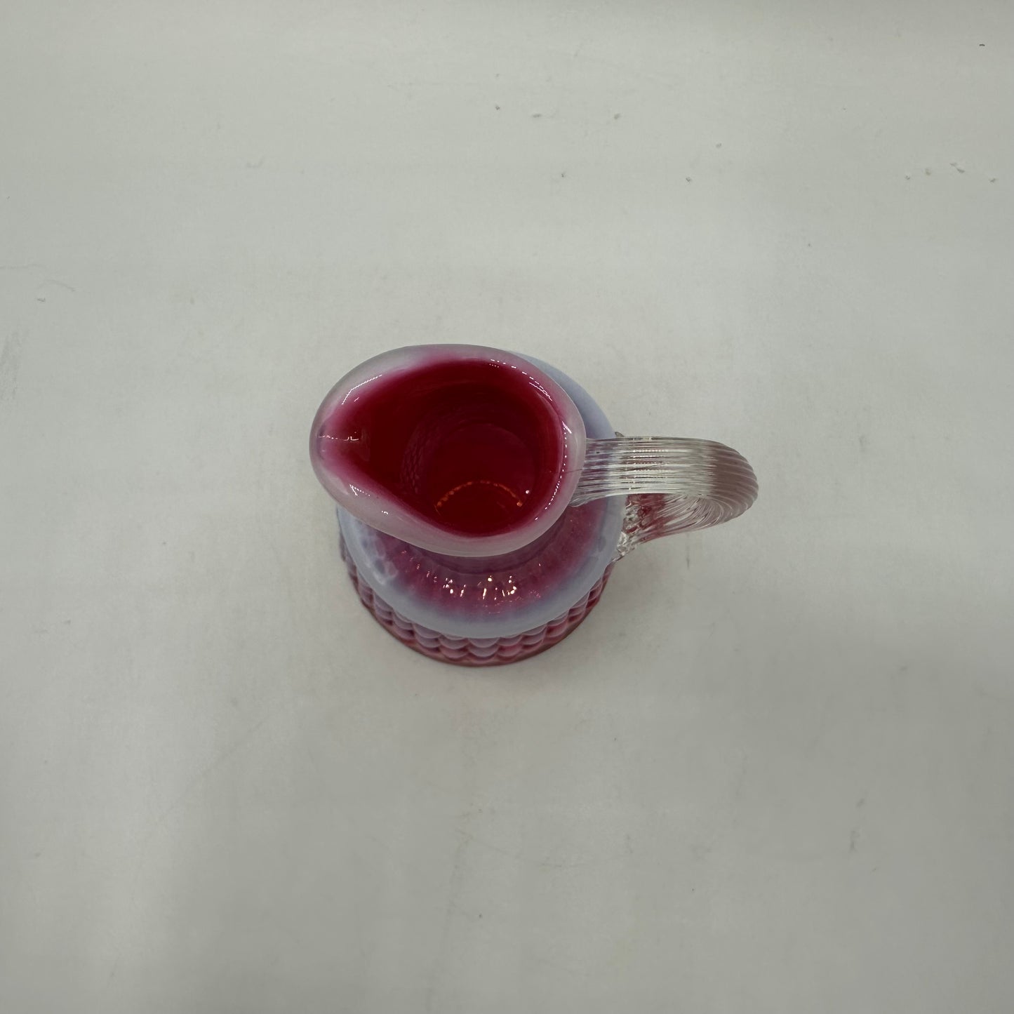 Fenton Cranberry Opalescent Hobnail Cruet, 5"