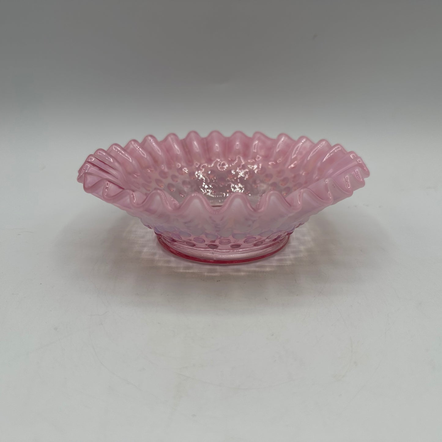 Fenton Pink Opalescent Hobnail Candy Dish