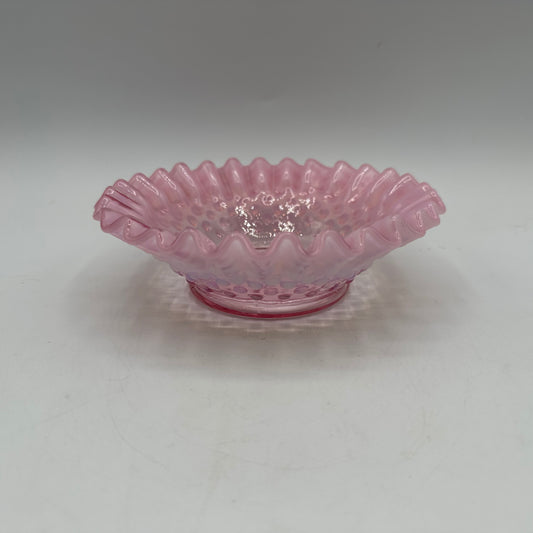 Fenton Pink Opalescent Hobnail Candy Dish
