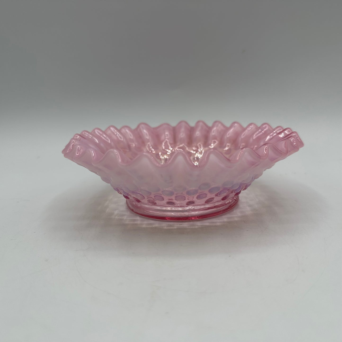 Fenton Pink Opalescent Hobnail Candy Dish