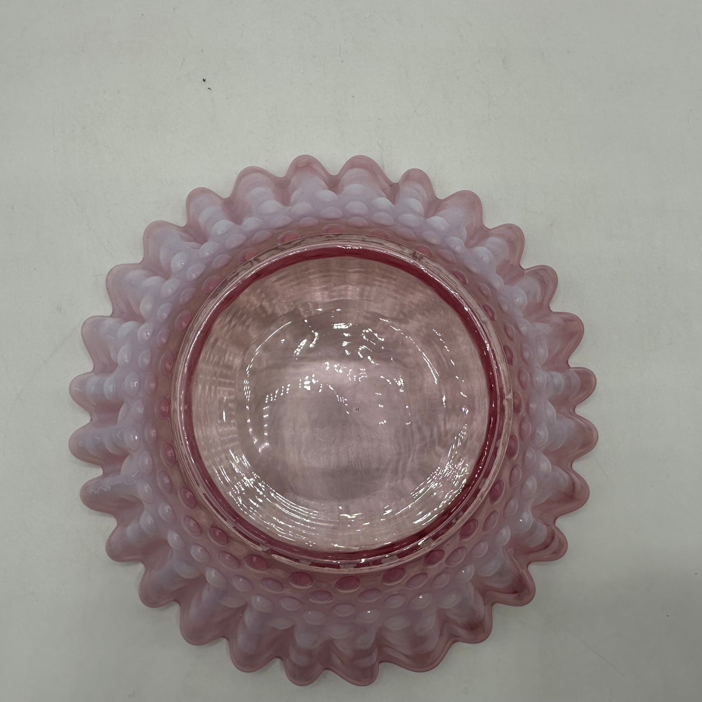 Fenton Pink Opalescent Hobnail Candy Dish