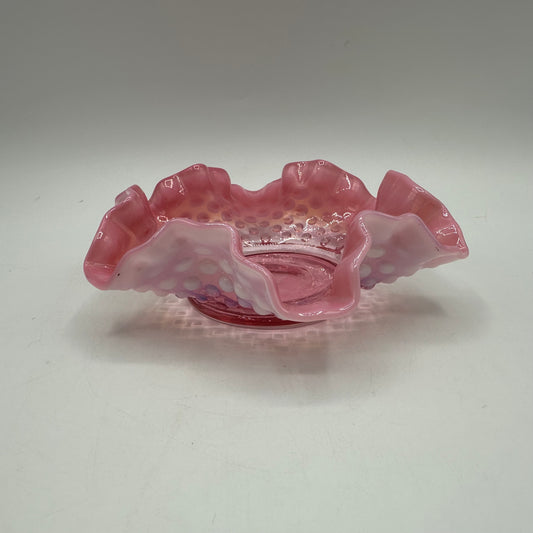 Fenton Pink Opalescent Hobnail Bon Bon Dish