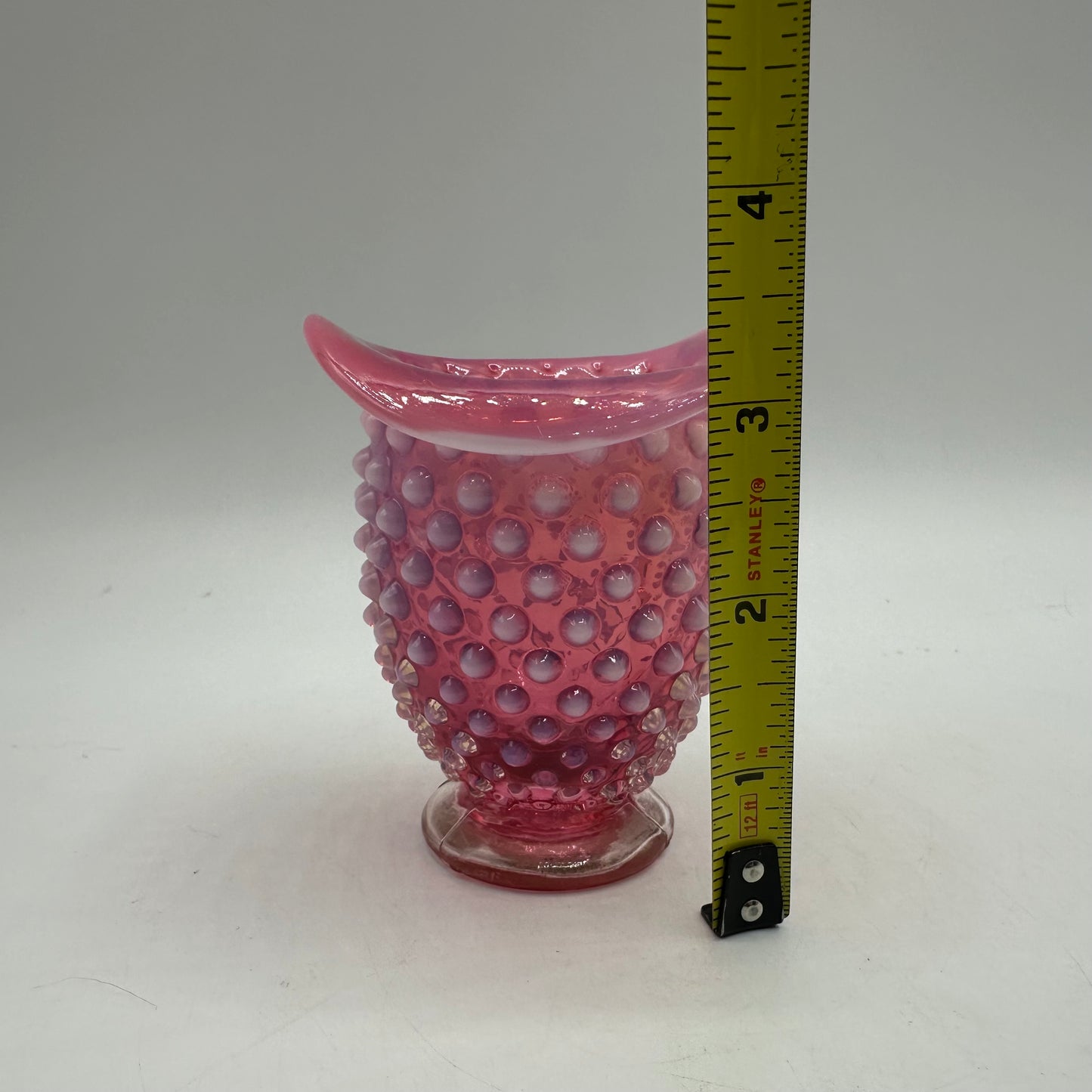 Fenton Cranberry Opalescent Hobnail Rimmed Vase, 3.5"
