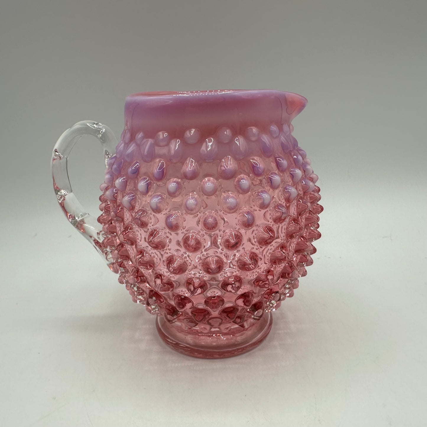 Fenton Cranberry Opalescent Hobnail Creamer, 5"