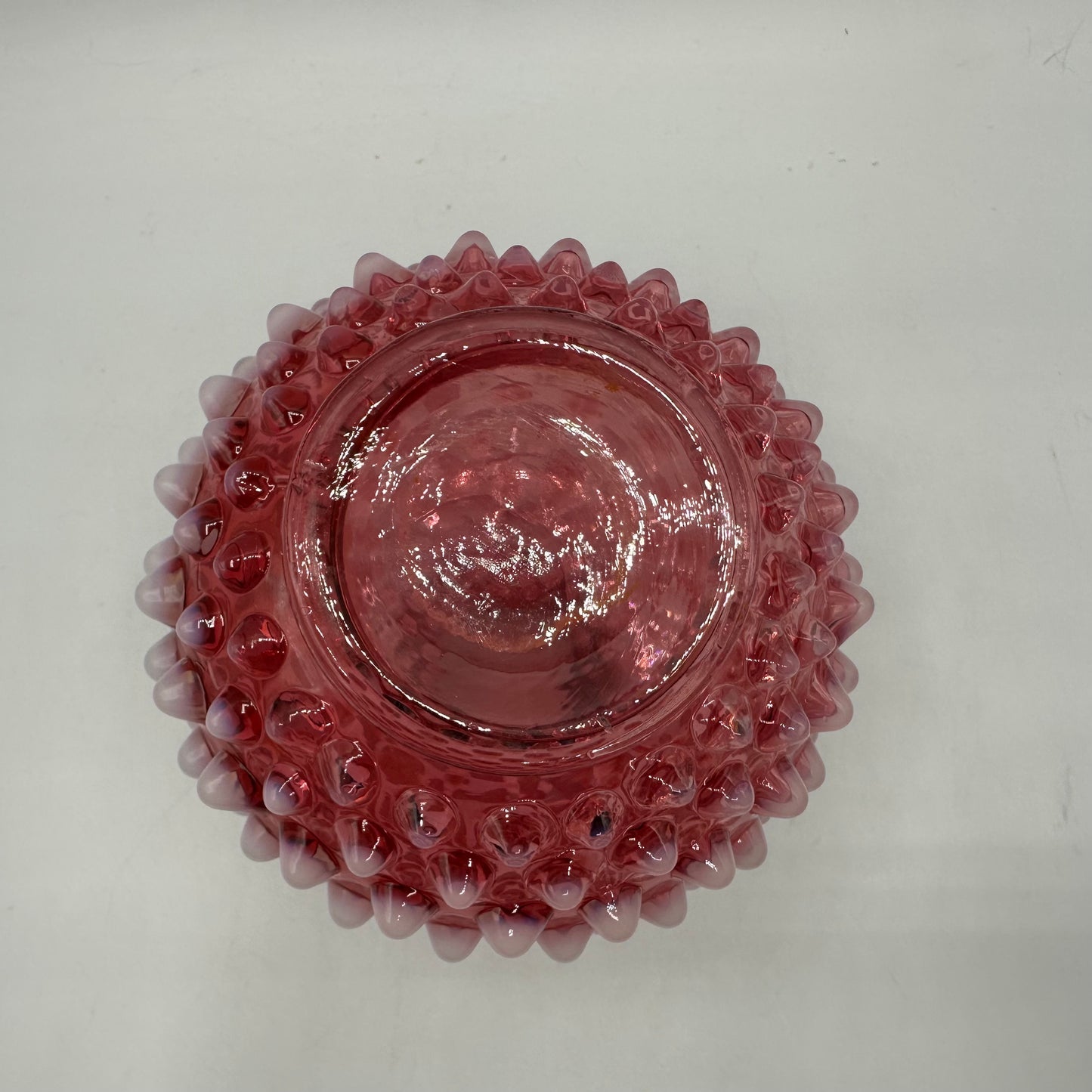 Fenton Cranberry Opalescent Hobnail Cruet With Hobnail Stopper