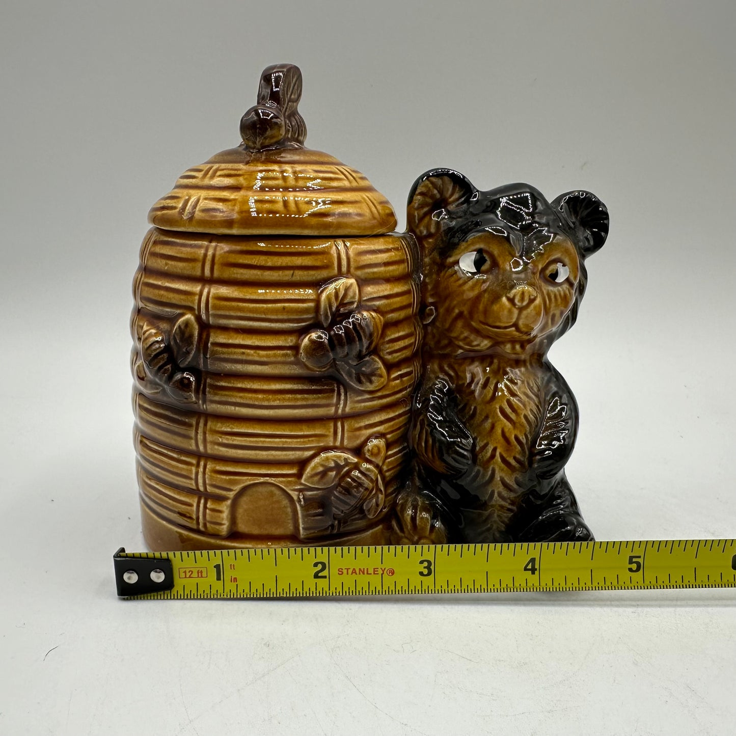 Armbee Ceramic Bear and Honey Pot With Honey Dipper