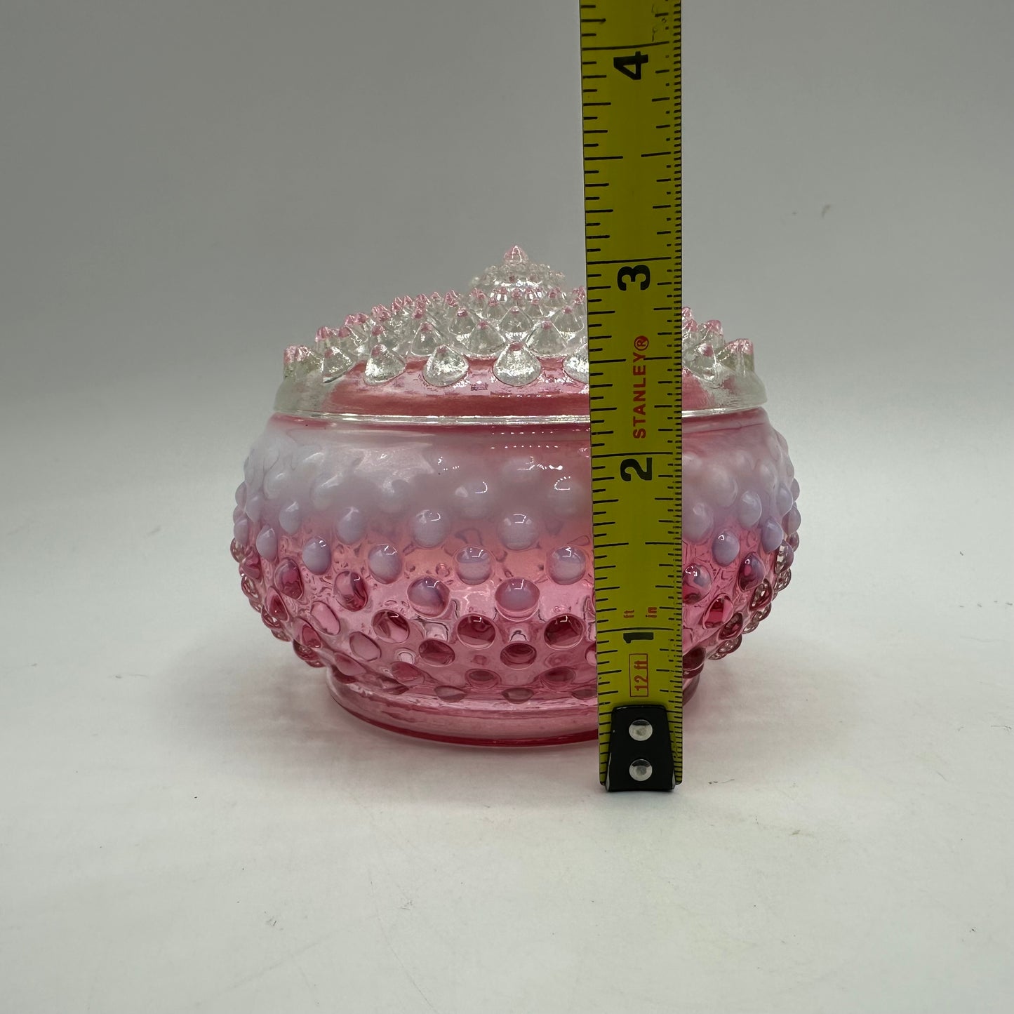 Fenton Cranberry Opalescent Hobnail Powder Jar