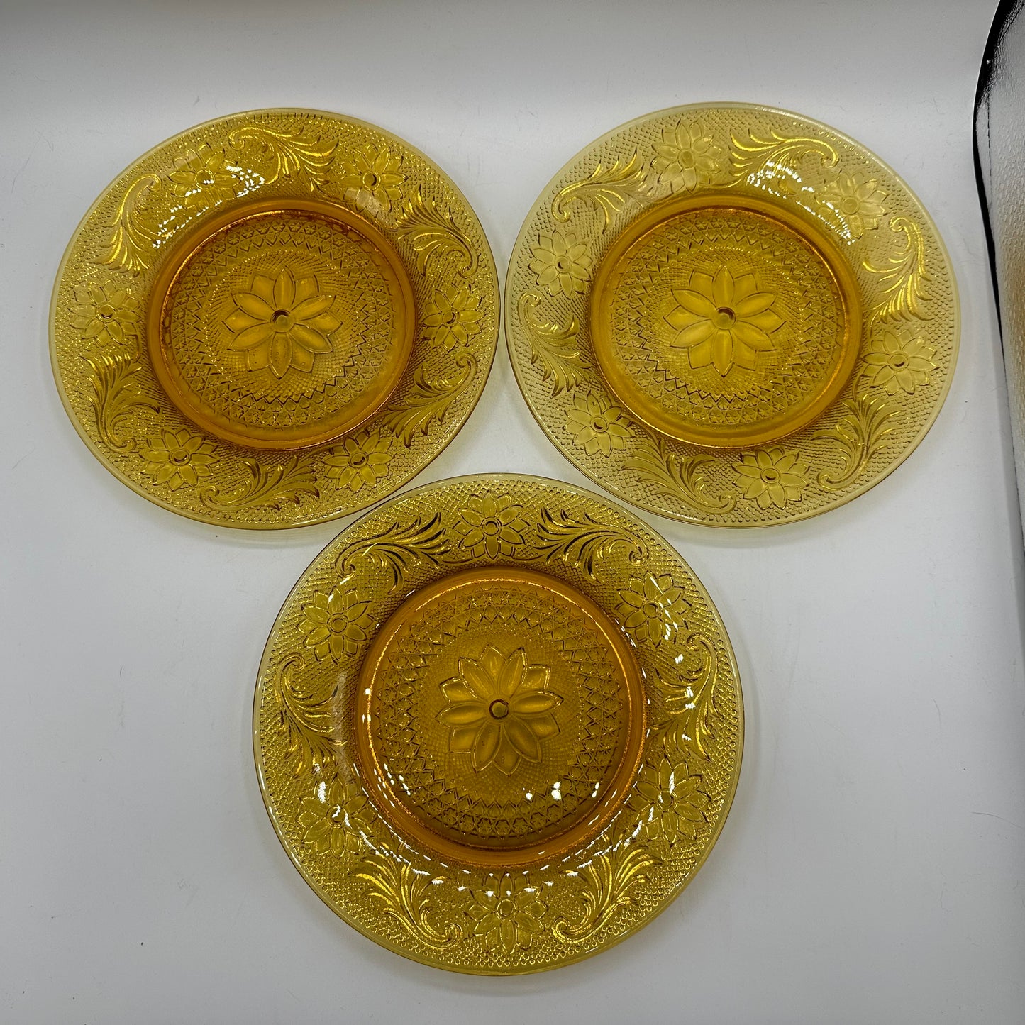 Tiara Amber Sandwich Plate, Set of 3