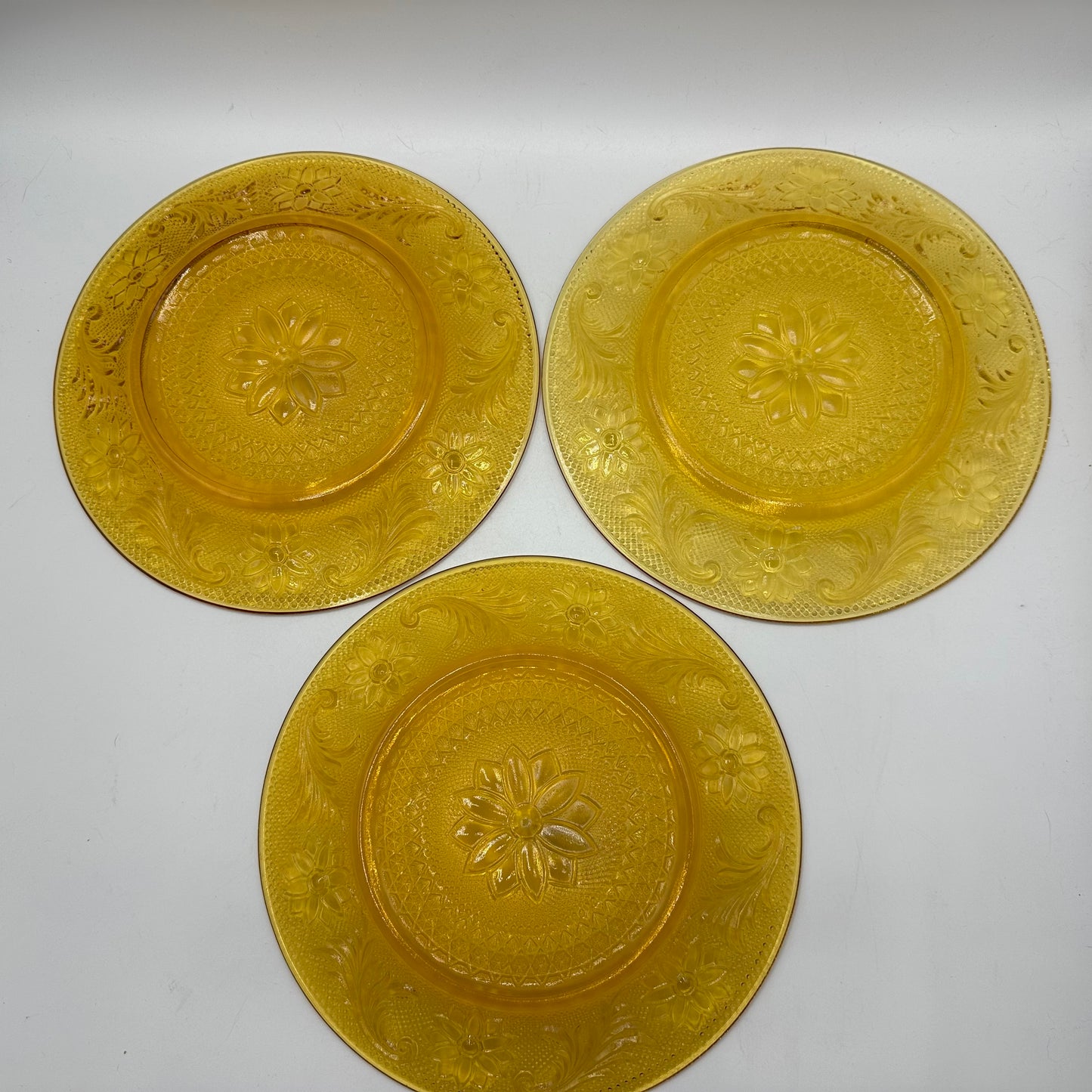 Tiara Amber Sandwich Plate, Set of 3