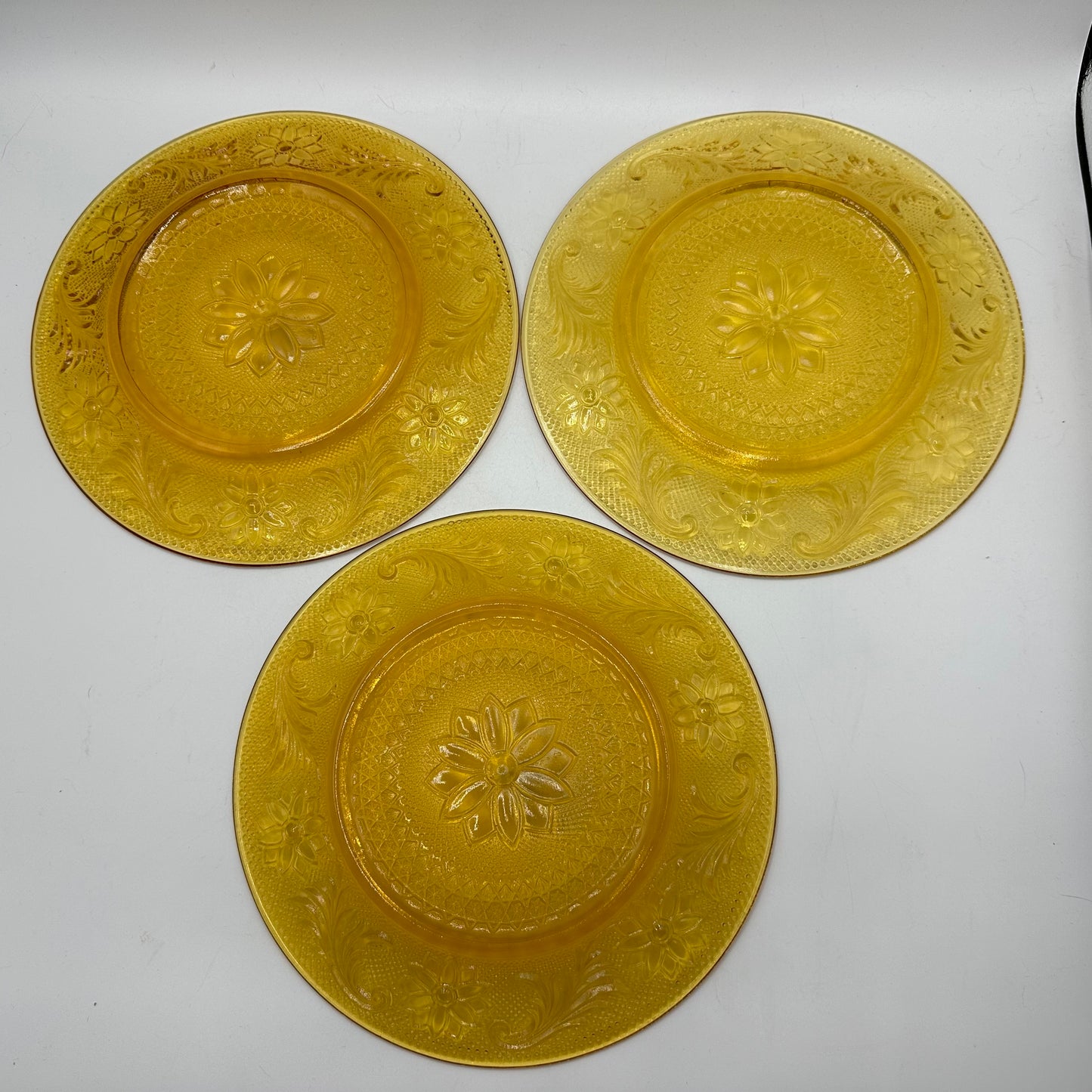 Tiara Amber Sandwich Plate, Set of 3