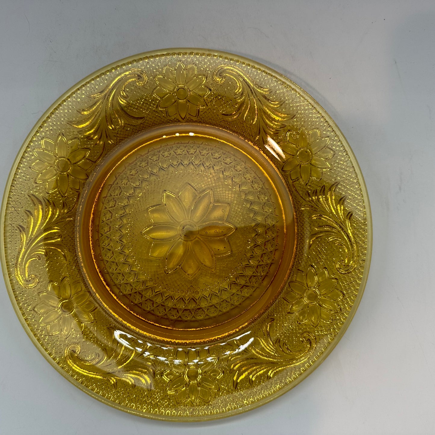 Tiara Amber Sandwich Plate, Set of 3