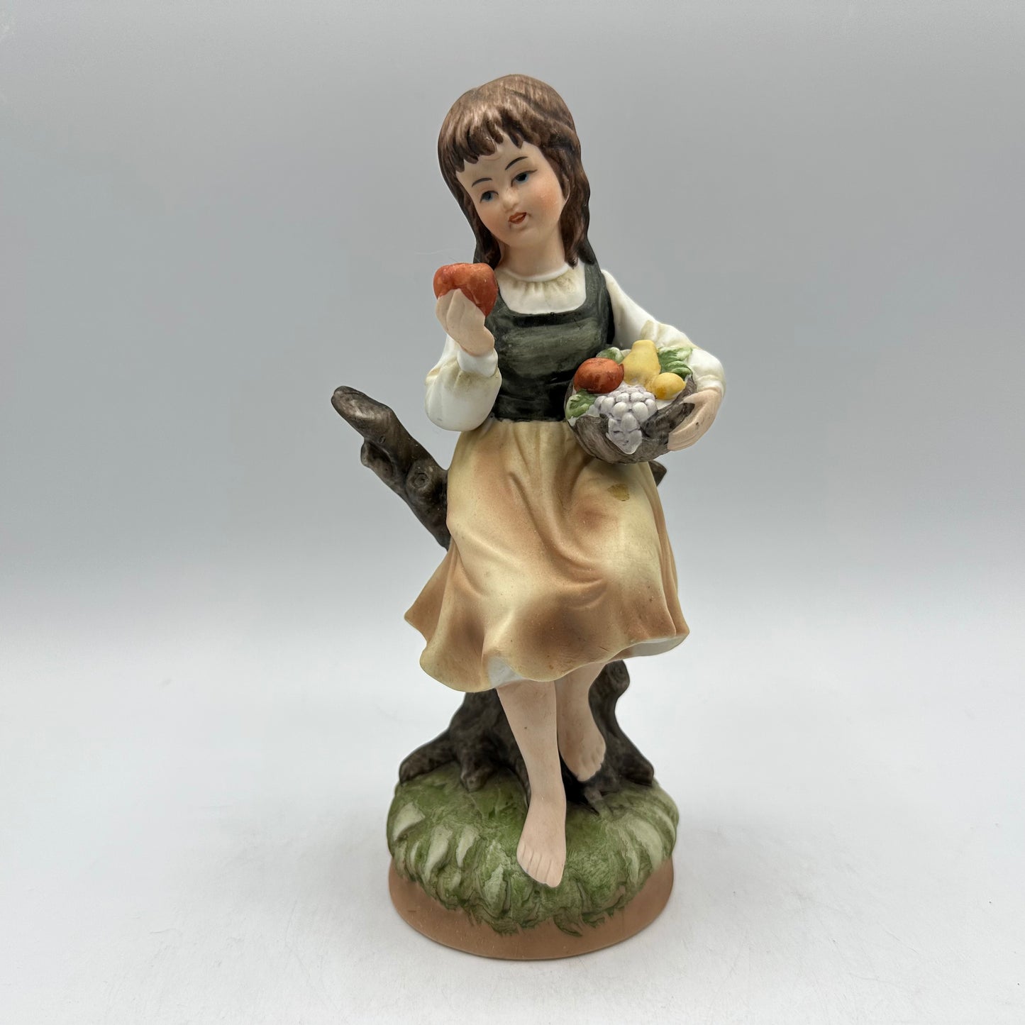 Bisque Girl With Flowers Figurine, Japan