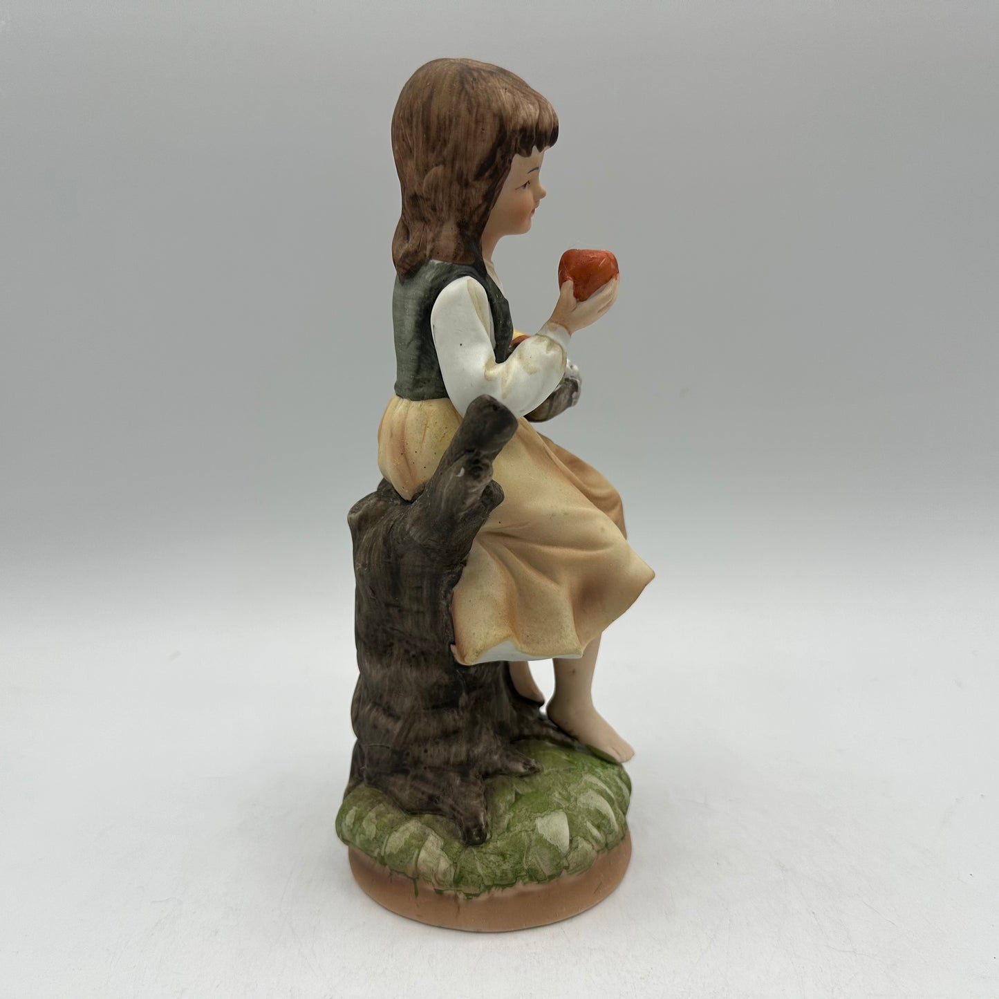 Bisque Girl With Flowers Figurine, Japan