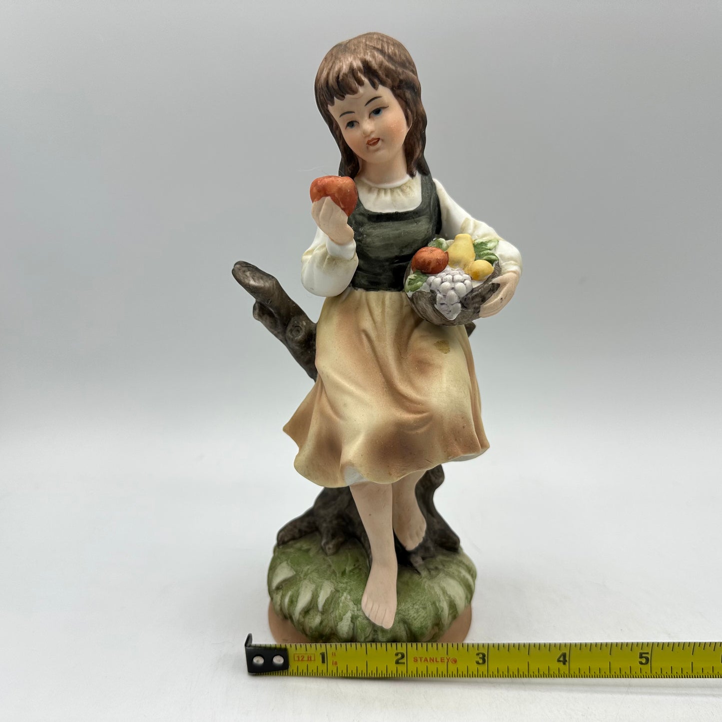 Bisque Girl With Flowers Figurine, Japan