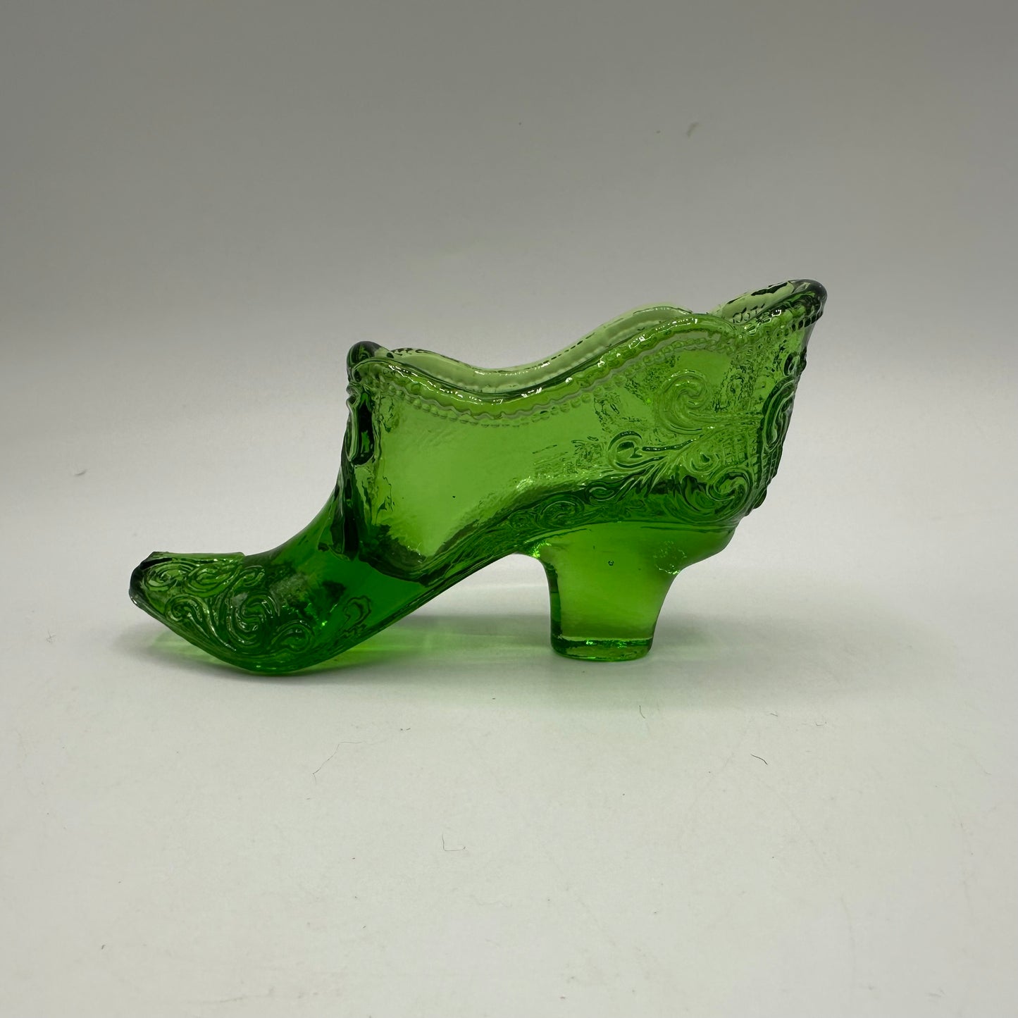 Mosser Glass Victorian Shoe, Green