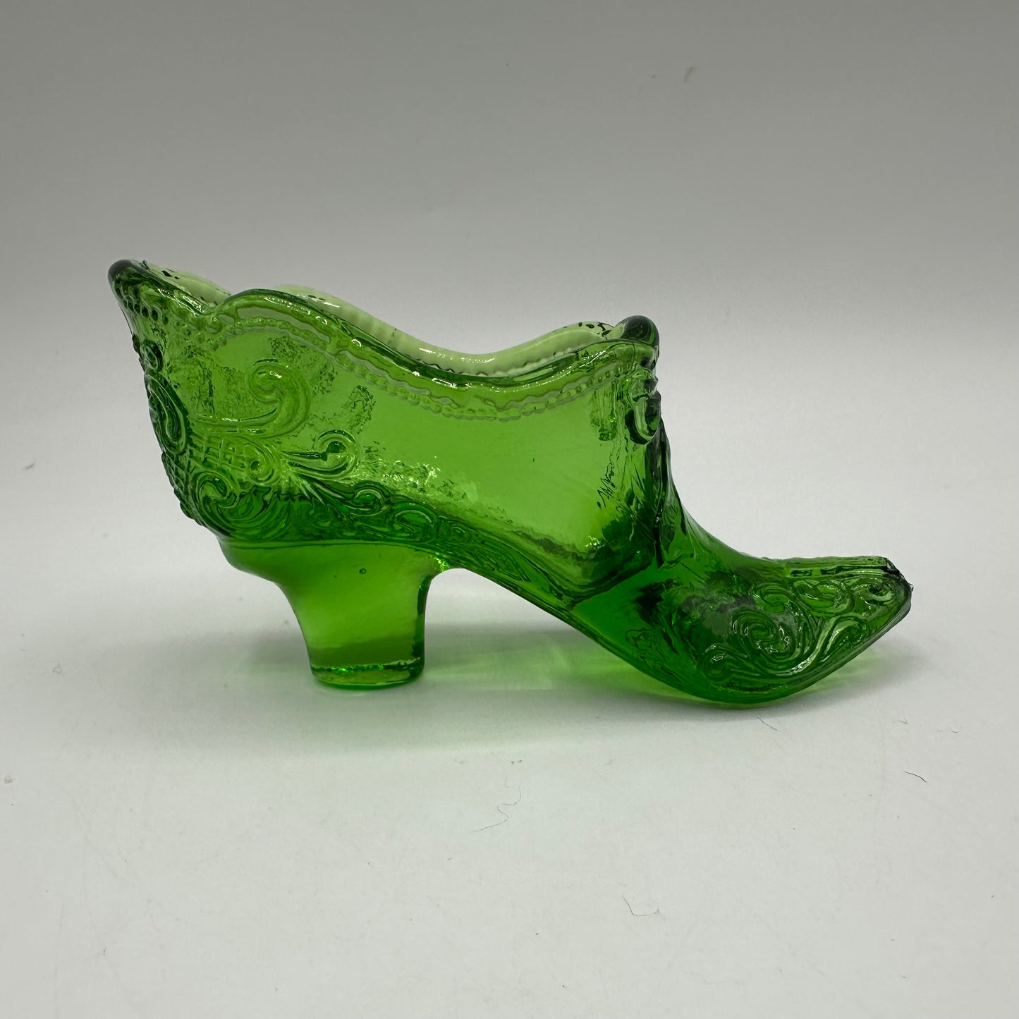 Mosser Glass Victorian Shoe, Green