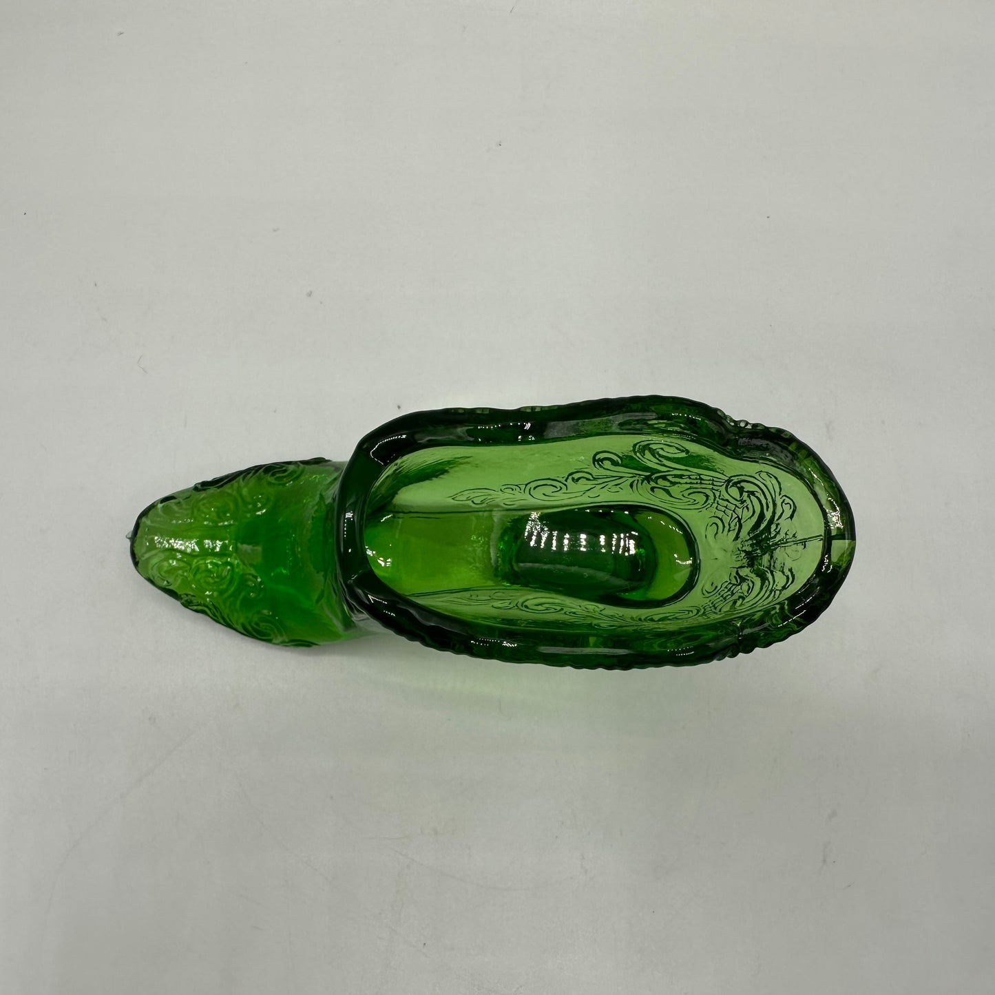 Mosser Glass Victorian Shoe, Green