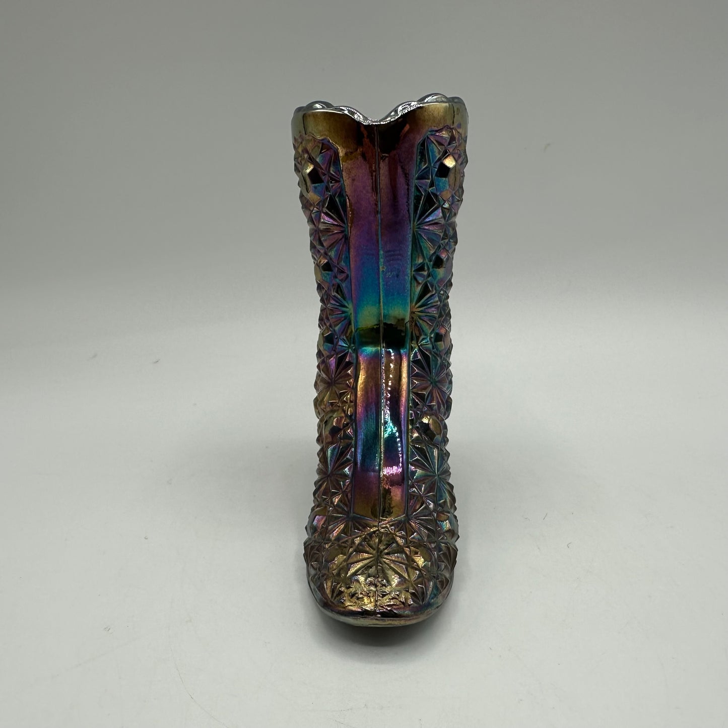Fenton Iridescent Carnival Boot, Daisy & Button Pattern
