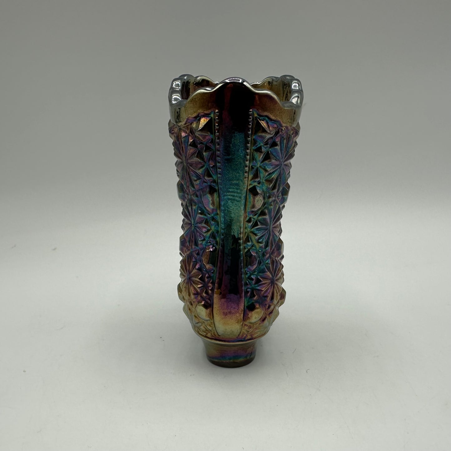 Fenton Iridescent Carnival Boot, Daisy & Button Pattern