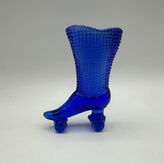 Degenhart Glass Cobalt Blue Victorian Boot Roller Skate