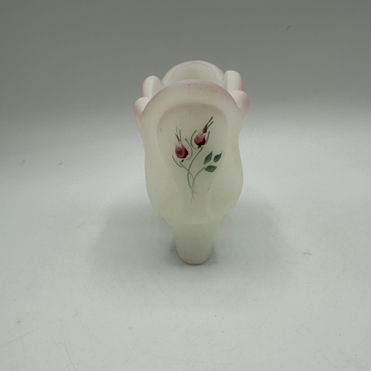 Fenton Satin Slipper Hand Painted Pink Flowers