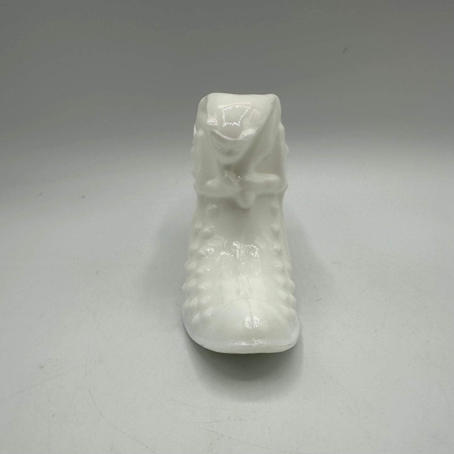 Fenton Milk Glass Hobnail Cat Shoe, Signed