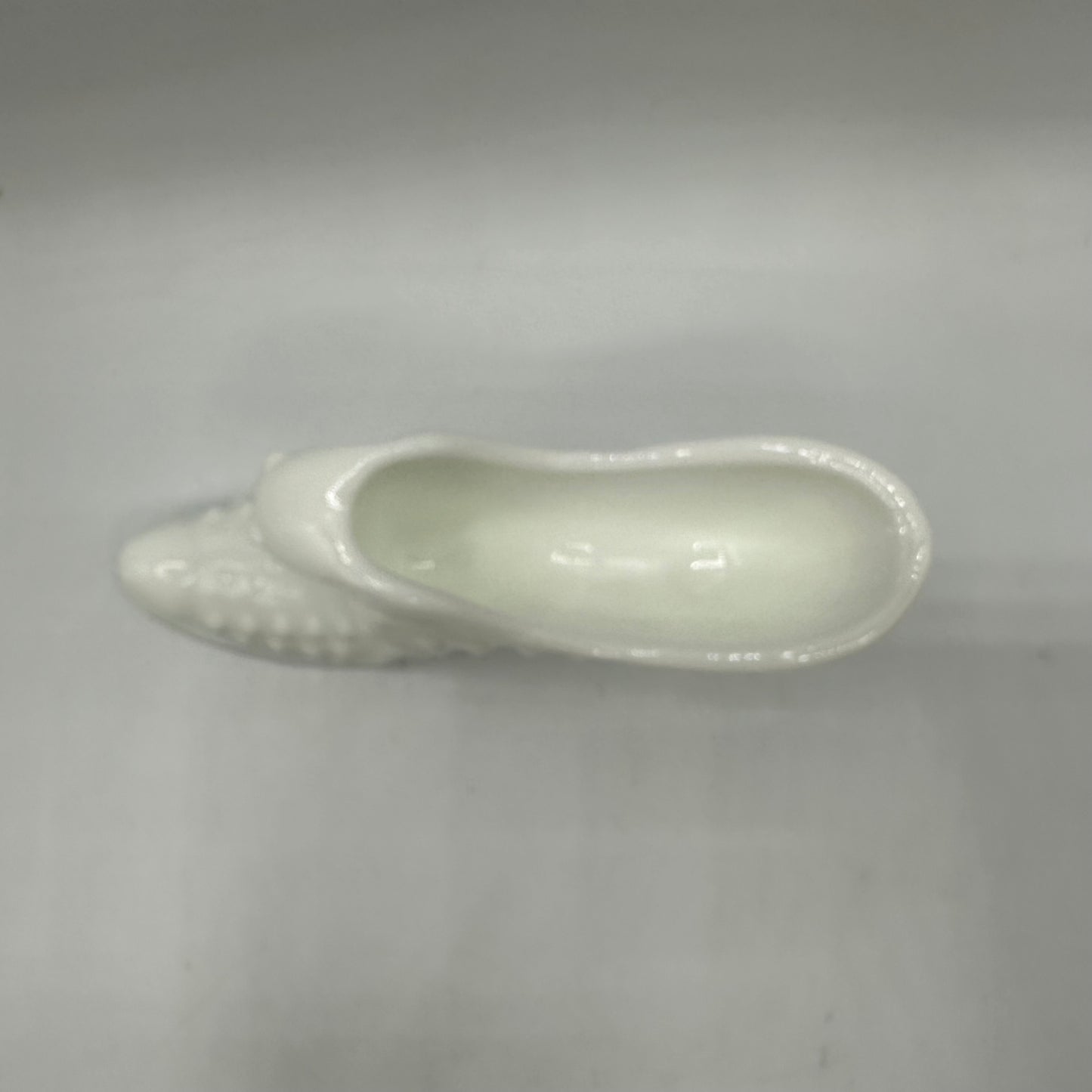 Fenton Milk Glass Hobnail Cat Shoe, Signed