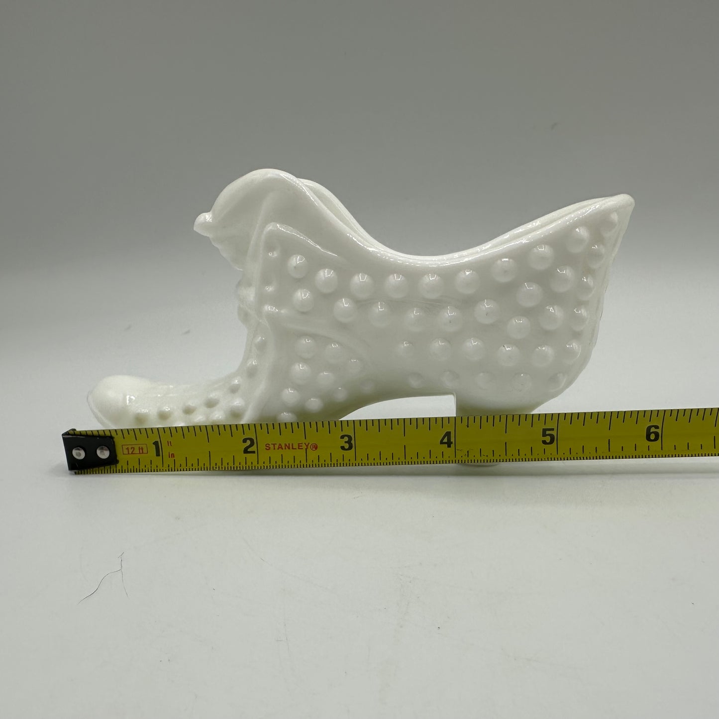 Fenton Milk Glass Hobnail Cat Shoe, Unmarked
