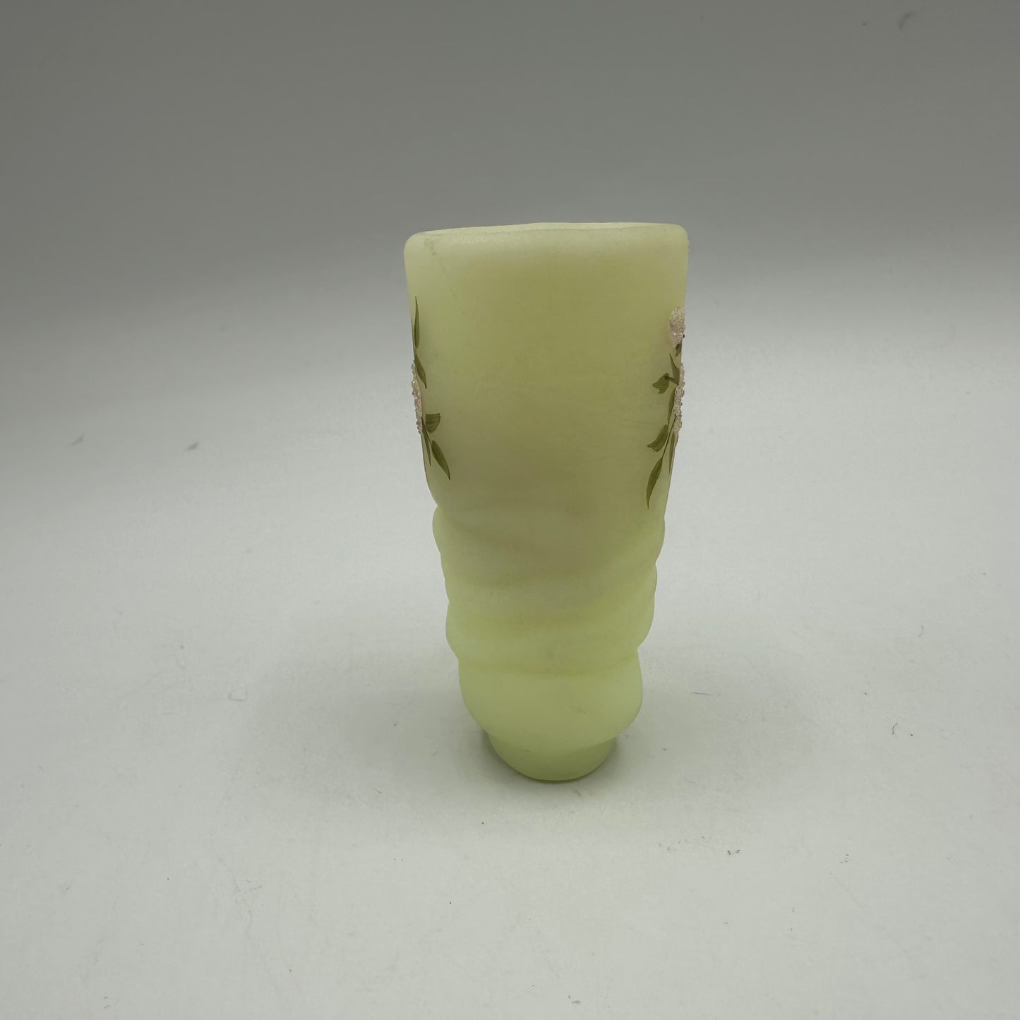 Fenton Frosted Yellow Small Boot, Floral Design