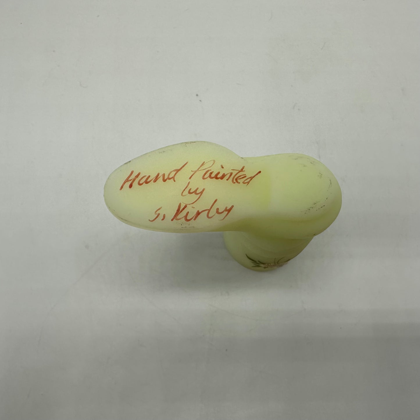 Fenton Frosted Yellow Small Boot, Floral Design